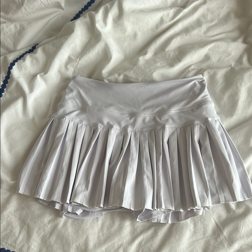 White Mini Skater Skirt with Pleats